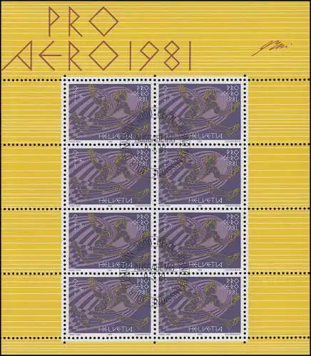 1196 Pro Aero: 50 ans Swissair Ikarier 1981, Kleinblatt Essert Berne 9.3.1981