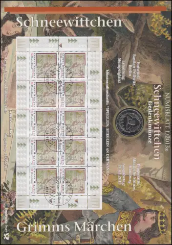 2938 Grimm Ã©conte de fÃate avec pièce commémorative Blanche-Neige - feuille de nouilles 1/2013