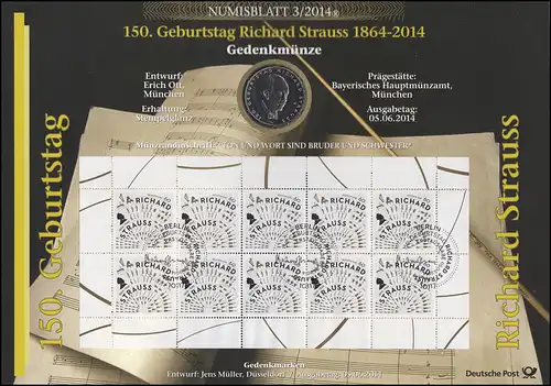 3086 Musicien et chef d'orchestre Richard Strauss - Numisblatt 3/2014