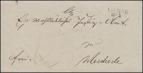 Prusse Vorphilatelie Coque de lettres biblique ÉTAIT 15 / 3 après Meschede