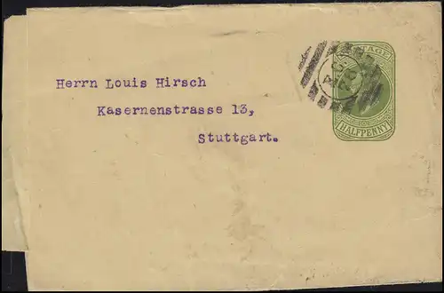 Royaume-Uni Bande de fer 1/2 P Roi Eduard VII. Tampon E.C. 76 à Stuttgart