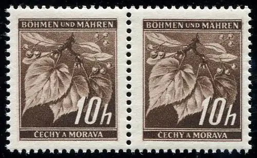 Bohême et Moravie 23I Tilleul 10H. avec PLF I: tête de 1 épaissie, paire **