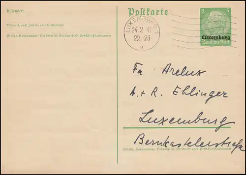 Luxemburg PK P 1 Hindenburg 5 Pf Kohlenhandlung Orts-PK LUXEMBURG-Maschinen-O