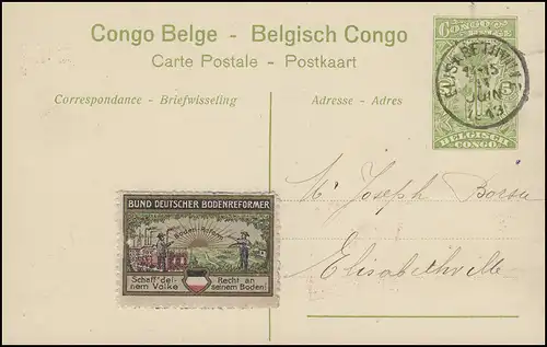 Congo belge AK Kitobola / Machine de récolte, PK local ELISABETHVILLE 11.6.1913