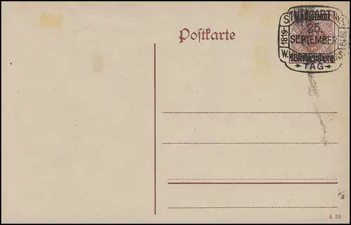 Wurtemberg DP 16 État du peuple 5 1/2 Pf - SSt Stuttgart Jour constitutionnel 25.9.19