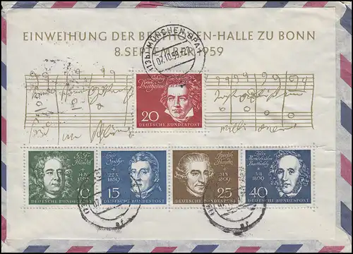 Bloc 2 Inauguration de Beethovenhalle EF R-Lettre MUNICHEN BPA 1 - 7.10.59 aux États-Unis