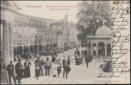 Carte de Marienbad Kreuzbrunnen-Colonnade Soir-Concert 9.7.02 vers Grimma