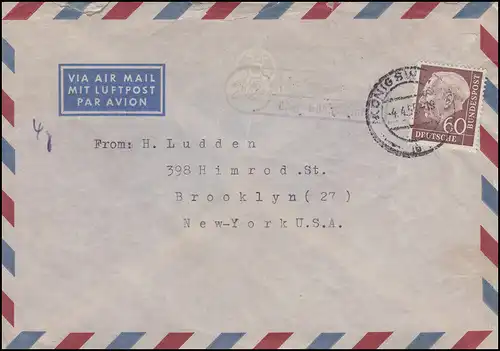 Landpost Heisterbach sur Königswinter 60 Pf. EF Lettre Lp. KÖNIGSWINTER 4.4.55