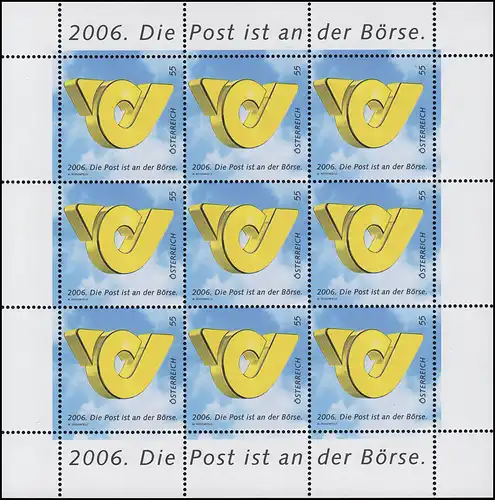 2600 Post an der Börse 2006 - kompletter Kleinbogen, postfrisch ** / MNH