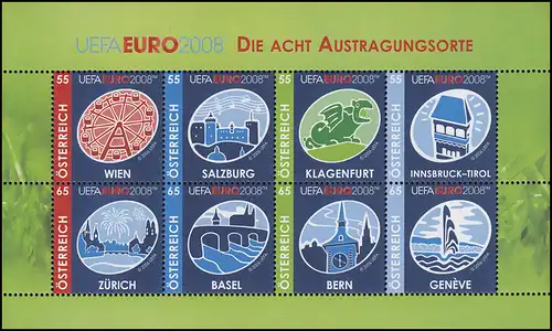 2697-2704 Fußball-EM Austragungsorte 2008  - kompletter Kleinbogen, postfrisch