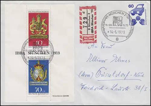 Block 9 IBRA 1973 MiF R-Brief Sonder-R-Zettel IBRA MÜNCHEN' SSt MÜNCHEN 14.5.73