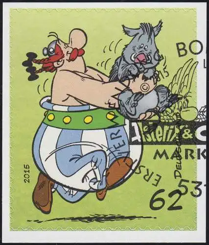 3179 Obelix 62 Cent selbstklebend auf neutraler Folie, gestempelt O