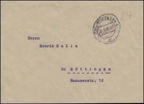 Gebühr-bezahlt-Stempel auf Brief WÜRZBURG 2 - 25.7.46 nach Göttingen