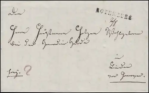 Hannover Vorphilatelie Brief Einzeiler ROTENBURG (geschrieben 2.8.1831)