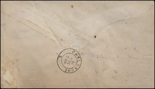  Baden Umschlag U 12 Großherzog Friedrich 3 Kr. LADENBURG 15.3. nach Karlsruhe 