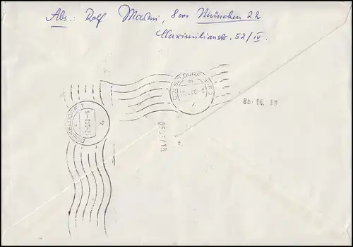 Bloc 4 Konrad Adenauer MiF avec Berlin lettre d'urgence MÜNCHEN 16.5.68 à Düsseldorf