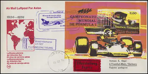Transport aérien Lufthansa 40 ans Brésil-Allemagne LH 507 Formule 1 Bloc 7.2.1974
