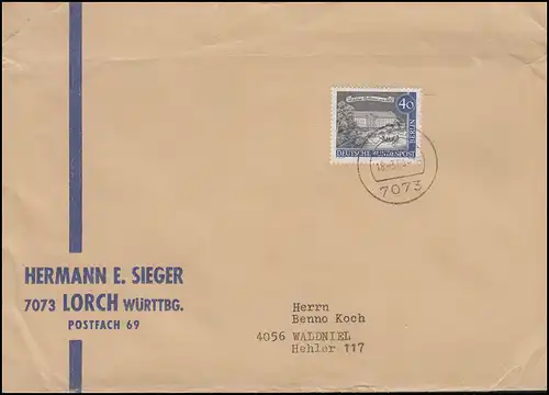 223 Alt-Berlin 40 Pf. Schloss Bellevue EF auf Brief LORCH 18.3.64 nach Waldniel