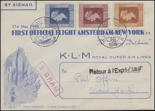 Erstflug K.L.M Amsterdam-New York 21.5.46 Flying Dutchman, s'GRAVENHAGE