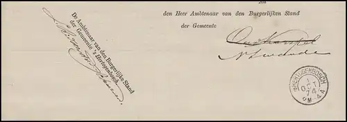 Niederlande Vorphilatelie  Wohnsitzänderung Vordruck s'HERTOGENBOSCH 1.10.1874