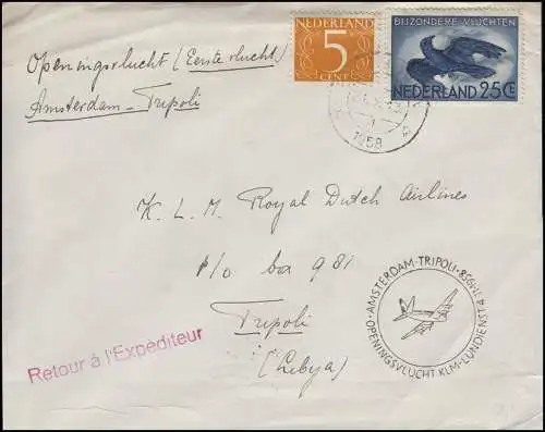 Premier vol KLM Amsterdam-Tripoli 630 vols spéciaux 25 C + 613 point 5 C 4.11.1958