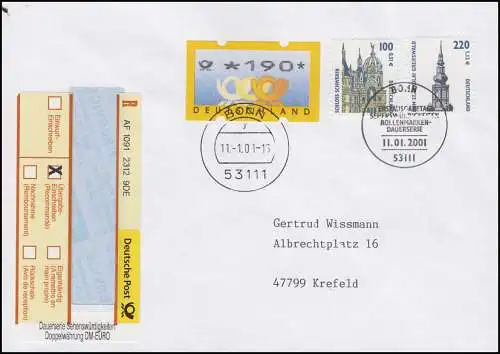 2156+2157 SWK 51+112 C. Centre R spécial Double monnaie R-FDC ESSt Bonn 11.1.2001