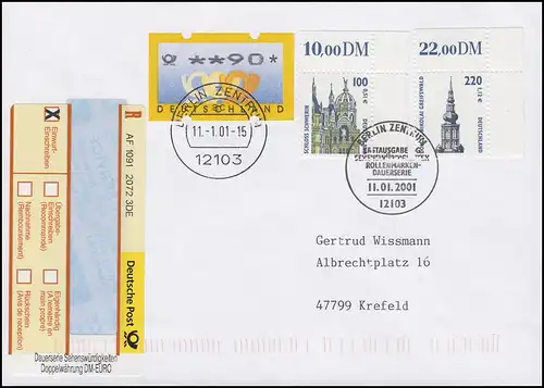 2156+2157 SWK 51+112 coins S-R-Zettel double monnaie R-FDC ESSt Berlin 11.1.2001