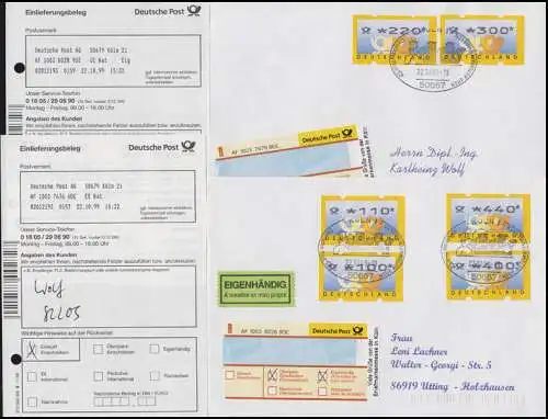 3.2. Briefkasten VS1: 2 R-FDC S-R-Zettel Briefmarkenmesse FDC ESSt KÖLN 22.10.99