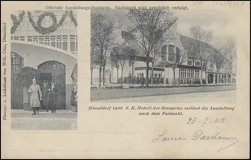AK Ausstellung Düsseldorf Kronprinz EF 5 Pf. SSt DÜSSELDORF AUSSTELLUNG 25.7.02