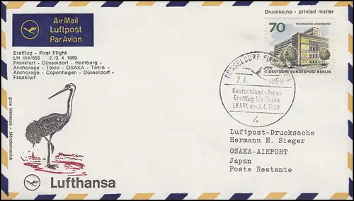 Erstflug Lufthansa LH 654 Frankfurt - Düsseldorf - Osaka, SSt DÜSSELDORF 2.4.69