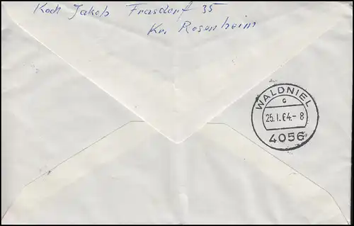 361y Droste-Hülshoff 1 FF EF sur papier d'urgence FRASDORF 24.1.64 selon WALDNIEL 15.1.68