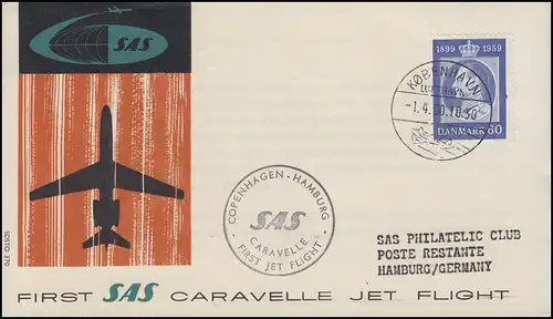 Premier vol SAS Caravelle KOPENHAGEN - HAMBURG, Bf. KOPENAGEN / KOBENHAVN 1.4.60