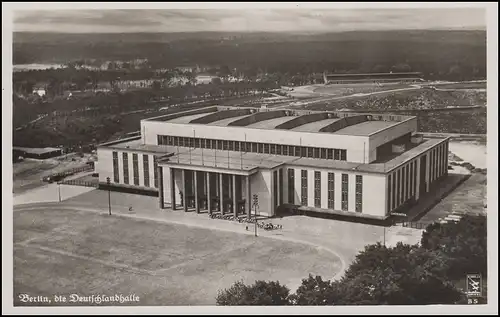 AK Berlin Deutschlandhalle, SSt BERLIN AUSSTELLUNG DEUTSCHLAND OLYMPIA 30.7.36