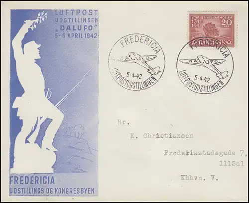 267 Bering: Lettre Exposition de courrier aérien SSt FREDRICA Aéroports 5.4.42