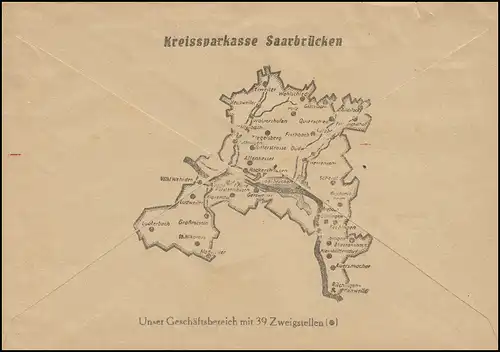 Tampon d'expéditeur Épargne Pensez à votre avenir SARBRÜN 15.6.51 sur lettre