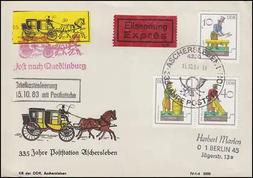 Postkutschenpost Aschersleben - Quedlinburg MiF Eil-Bf SSt ASCHERSLEBEN 15.10.83