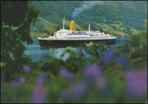 Poste allemand TS BREMEN sur AK Bremen, cachet violet SHIP MAIL 6.4.71