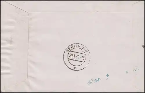 197 SBZ-Aufdruck 84 Pf EF auf R-Brief Not-R-Zettel DAUER über PRENZLAU 18.1.49