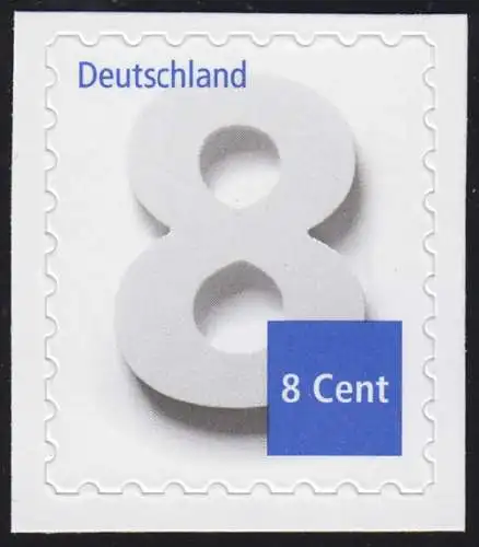 3196 Ergänzungswert 8 Cent, selbstklebend aus Folienblatt 51, postfrisch **