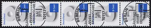 3188 Acht Cent 5er-Streifen mit GERADER Nummer, ESSt Berlin 3.12.15 