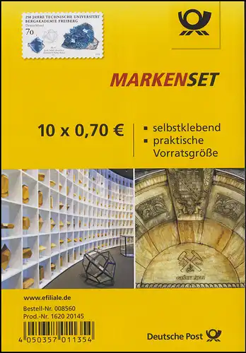 FB 52 Université de Bergakamie de Freiberg, feuillet avec 10x 3198, EV-O Bonn