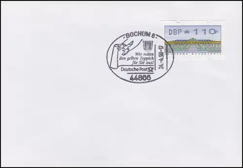 2.2. ATM Sanssouci 110 Pf. Mettler Pression de l'aiguille sur le FDC blanc ESSt BOCHUM 24.4.98