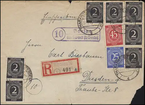 Numéros-MiF Avant-Première lettre Pays-post Borlas sur Tharandt 31.12.46 n. Dresde