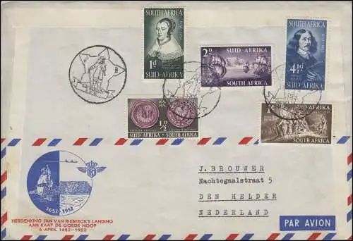 Vol spécial Amsterdam-Kaapstad KLM Jan van Riebeeck 25.3.1952 + retour SSt 6.4.52