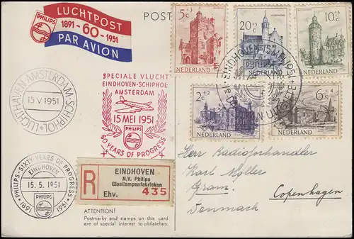 Poste aérien Eindhoven - Schiphol - Amsterdam 15.5.1951, R-PK SSt Eindehofen 15..551