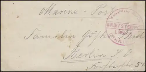 Poste Marine Timbre à lettres Impériale Marines 1. Division chantier naval Lettre à Berlin