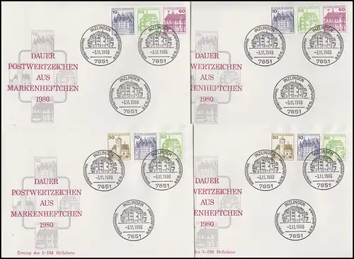 Set ZD en Hbl. 28 BuS 1980 avec 10 impressions et 4 paires C/D sur 14 FDC