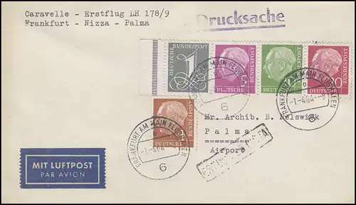 Erstflug LH 178/9 Frankfurt-Nizza-Palma mit Heuss-ZD W 18 FRANKFURT 1.4.64