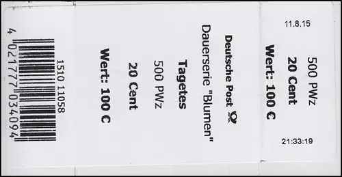 2471 Tagetes 20 Banderole / Aufkleber für 500er-Rolle, mit Datum und Uhrzeit