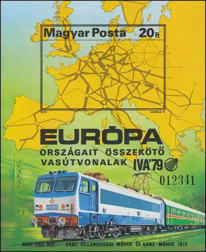 Block 137B Verkehrsausstellung IVA Hamburg - Eisenbahn 1979, Block ungezähnt **